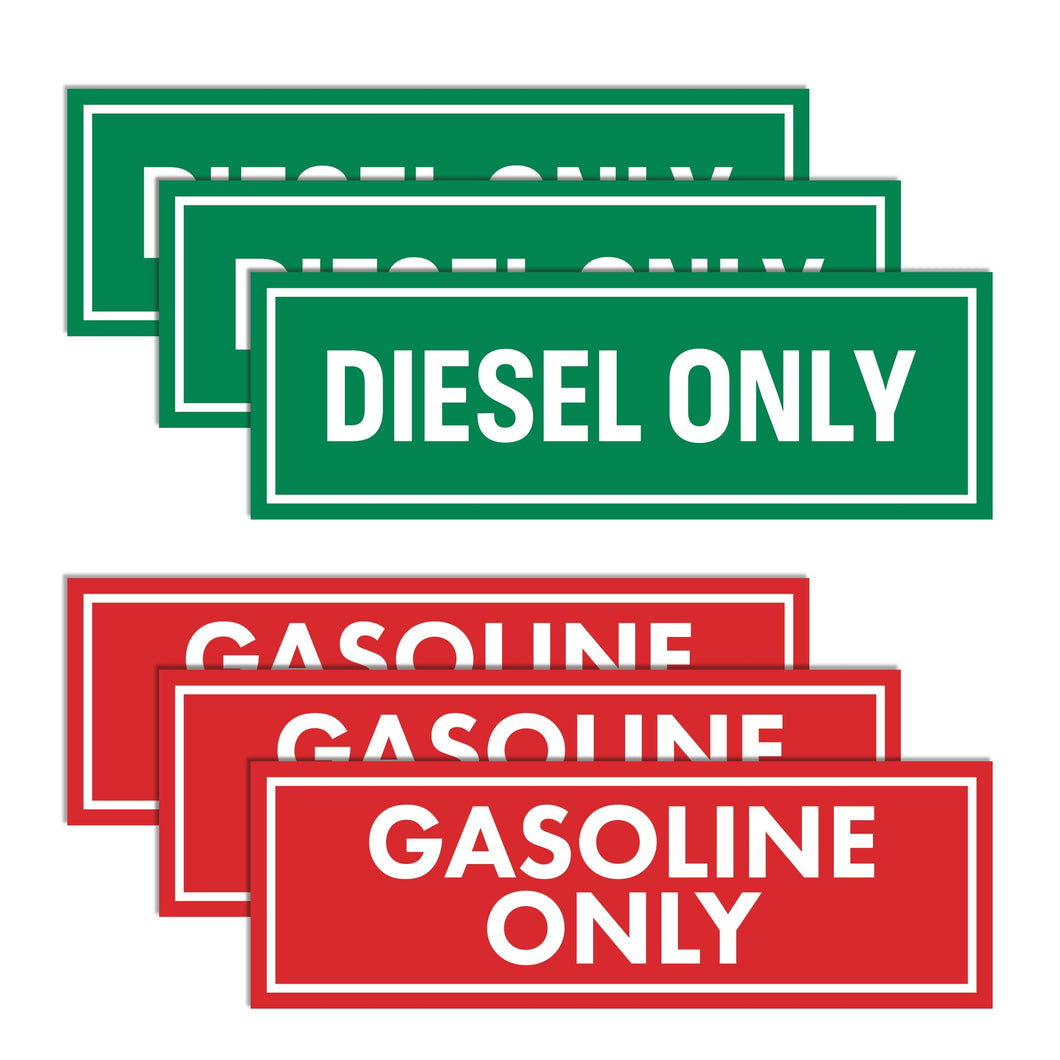 Bulk Case of 250 Sets - Sutter Signs 6pc Diesel Only & Gasoline Only Stickers for Fuel Tank | Weatherproof Adhesive Decals for Trucks, Tractors, Fuel Cans, Gas Caps