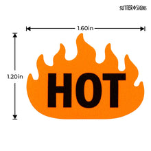 Load image into Gallery viewer, Bulk Case of 100 Rolls - Hot Flame Stickers (500pcs), Spicy Food &amp; Rave Decals 1.6"x1.2"