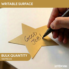 Load image into Gallery viewer, Bulk Case of 100 Sets - Gold Star Paper Cutouts 108pcs | Cut Out Shapes for Bulletin Board, Classroom, Decorations, Crafts. 3" x 3"