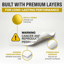 Load image into Gallery viewer, Bulk Case of 50 Sets - 1000pcs Prop 65 Warning Stickers 0.5" x 1", Perforated Safety Labels for Shipping Receiving Prop 65 California Warning Labels