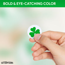 Load image into Gallery viewer, Bulk Case of 100 Rolls - 500pcs Clover Stickers, 1" Diameter St. Patrick's Day Shamrock Perforated Sticker Roll