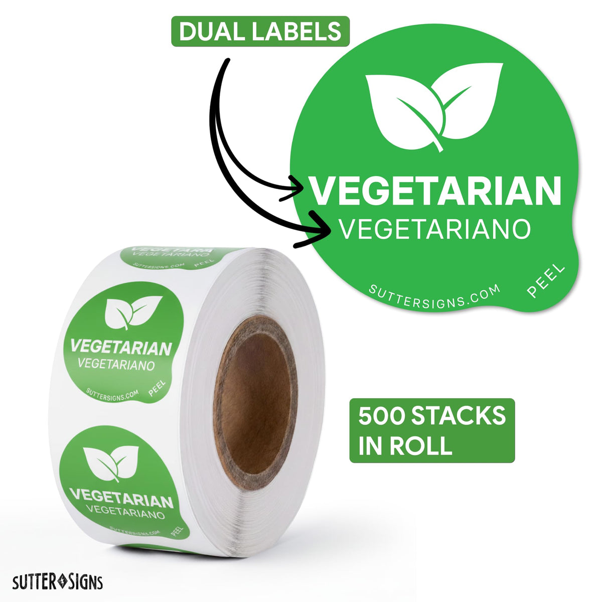 Bulk Case of 100 Sets - Vegetarian Food Labels 500 pcs | 1