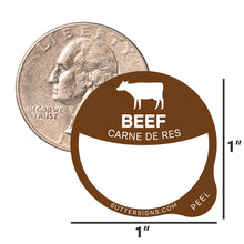 Load image into Gallery viewer, Bulk Case of 100 Sets - Beef Food Labels 1000 pcs | 1" Dot Blank Sticker Labels to Write On for Party Buffet, Delis, Sandwich Shops, Food Containers