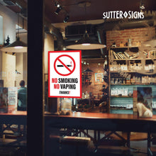 Load image into Gallery viewer, Bulk Case of 125 Sets - 4pcs No Vaping No Smoking Sticker Signs | Weatherproof Vinyl Decals, 7" x 10"