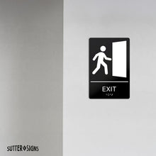 Load image into Gallery viewer, Bulk Case of 100 Signs - Exit Sign with Braille 9x6", ABS Plastic Exit Route Sign &amp; Self Adhesive Business Evacuation Plaque
