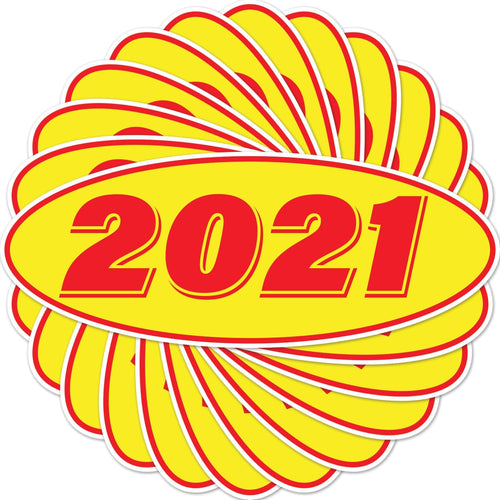 Bulk Case of 63 Sets - 2021 Car Model Year Windshield Stickers | 14