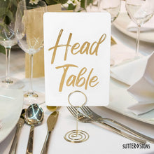 Load image into Gallery viewer, Bulk Case of 20 Sets - Wedding Table Numbers 1-30 Gold Card Holders Set | Elegant Table Seating Signs for Wedding Receptions