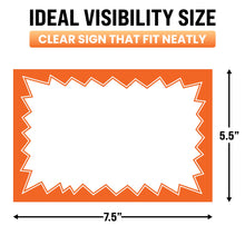 Load image into Gallery viewer, Bulk Case of 30 Sets - Sale Signs for Retail Stores 50pcs, 5.5" x 7.5", Orange Starburst Paper Card Price Tags for Yard Sale, Garage Sale