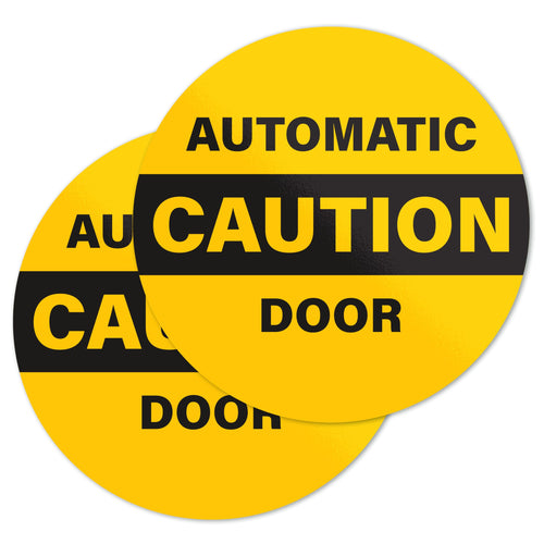 Bulk Case of 250 Sets - 2pk Caution Automatic Door Stickers, Double Sided Weatherproof Vinyl, 6