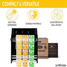 Load image into Gallery viewer, Bulk Case of 12 Sets - Roll Label Dispenser for Sticker Labels | Thick Durable Acrylic Sticker Roll Holder with Spacer Discs