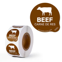 Load image into Gallery viewer, Bulk Case of 100 Sets - Beef Food Labels 500 pcs | 1" Dot Bold Sticker Labels for Party Buffet, Delis, Sandwich Shops, Food Containers