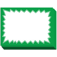 Load image into Gallery viewer, Bulk Case of 30 Sets - Sale Signs for Retail Stores 50pcs, 5.5" x 7.5", Green Starburst Paper Card Price Tags for Yard Sale, Garage Sale