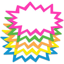 Load image into Gallery viewer, Bulk Case of 66 Sets - Starburst Signs with Stickers 100pcs | 50pcs Cards &amp; 50pcs Sticker Dots. 6x8 inch (Neon)