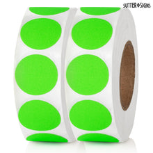 Load image into Gallery viewer, Bulk Case of 50 Sets - 2000pcs Neon Green Dot Sticker Label Roll, 1" Diameter, Labels for Inventory, Color Code Labels, Organization Stickers, 1000/roll (Pack of 2)