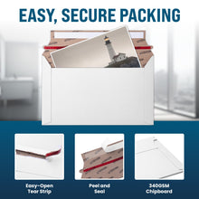 Load image into Gallery viewer, Bulk Case of 20 Sets - 50pcs Card Shipping Envelopes, 340gsm Tear Seal Mailers 7" x 4.35" - White, Ultra-Rigid 340gsm Protection, Fast Tear-Strip Seal, Fits Toploaders &amp; Semi-Rigids, Sleek Matte White Finish