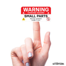 Load image into Gallery viewer, Bulk Case of 100 Sets - 500pcs Small Parts Warning Stickers, Not for Children Safety Warning Labels for Shipping, 1" x 2"