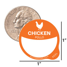 Load image into Gallery viewer, Bulk Case of 100 Sets - Chicken Food Labels 1000 pcs | 1" Dot Blank Sticker Labels to Write On for Party Buffet, Delis, Sandwich Shops, Food Containers