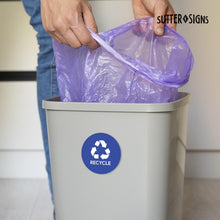 Load image into Gallery viewer, Bulk Case of 200 Sets - Sutter Signs 3pk Recycle Stickers for Trash Bins, 4" Weatherproof Vinyl Stickers