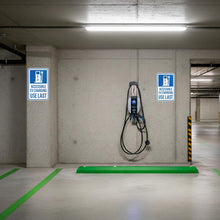 Load image into Gallery viewer, Bulk Case of 50 Sets - Accessible Electric Vehicle Charging Sign, Aluminum EV Parking Use Last Sign, 12" x 18"