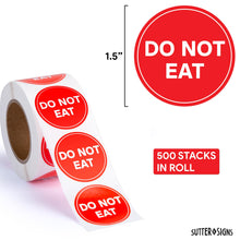 Load image into Gallery viewer, Bulk Case of 100 Sets - 500pcs Do Not Eat Warning Labels, 1.5" Diameter Safety Warning Stickers