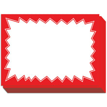 Load image into Gallery viewer, Bulk Case of 30 Sets - Red Starburst Sale Signs 50pcs, 5.5" x 7.5", Paper Card Price Tags for Retail Stores, Yard Sale, Garage Sale