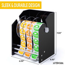 Load image into Gallery viewer, Bulk Case of 12 Sets - Roll Label Dispenser for Sticker Labels | Thick Durable Acrylic Sticker Roll Holder with Spacer Discs
