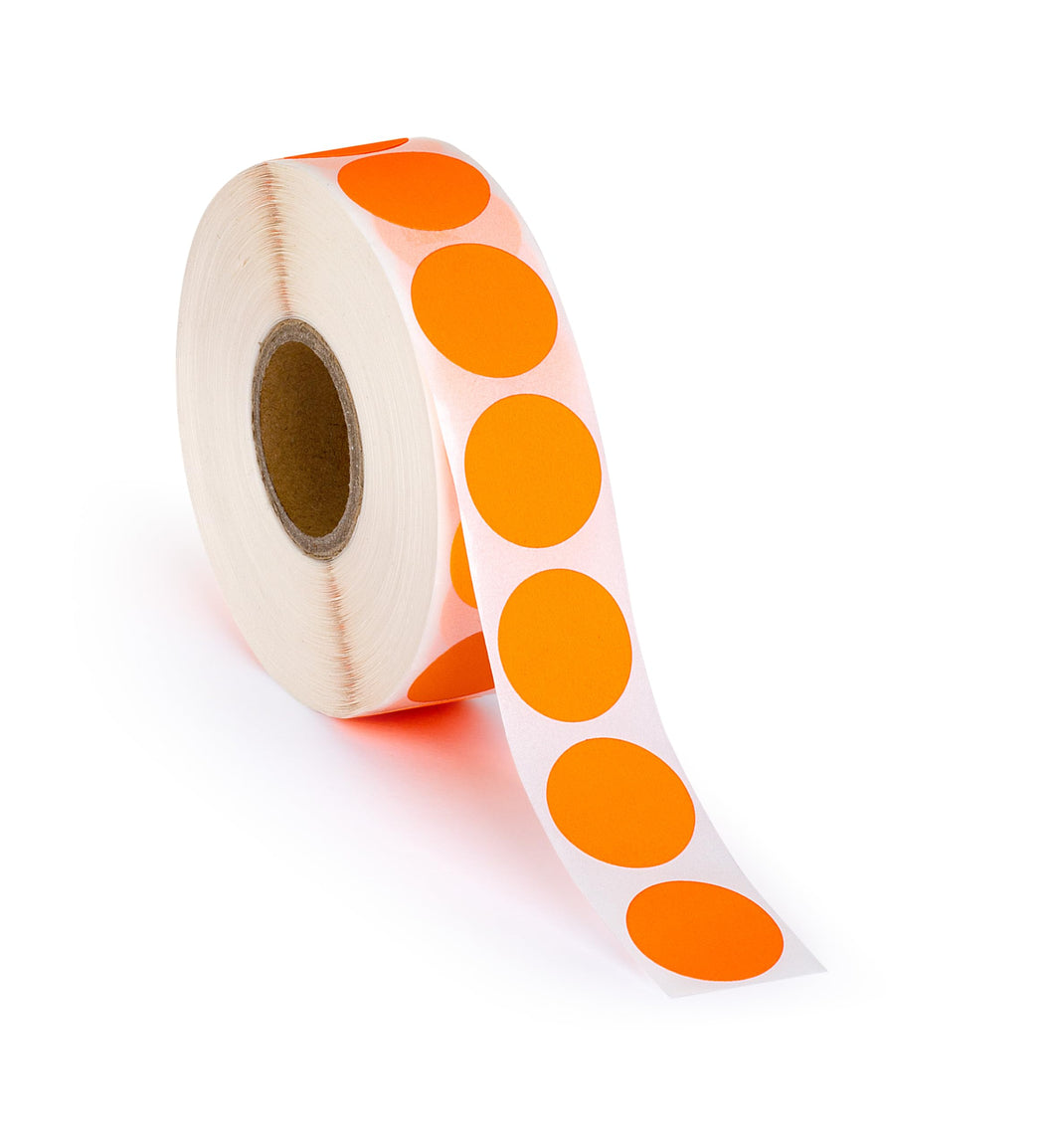 Bulk Case of 50 Sets - 2000pcs Neon Orange Dot Sticker Label Roll, 3/4