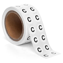 Load image into Gallery viewer, Bulk Case of 100 Rolls - 1000pcs Letter C Stickers, 0.5&quot; Letter Sticker Dot Labels for Organization, Inventory, 1000/roll