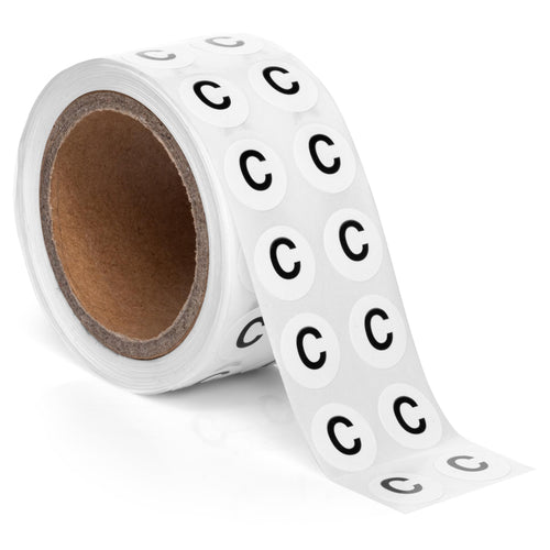 Bulk Case of 100 Rolls - 1000pcs Letter C Stickers, 0.5