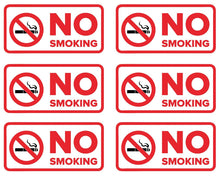 Load image into Gallery viewer, Bulk Case of 250 Sets - 6pk No Smoking Stickers Indoor Outdoor No Smoking Sign Decals for Home, Business Car Weatherproof Vinyl, 4" x 2"