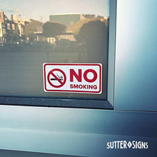 Load image into Gallery viewer, Bulk Case of 250 Sets - 6pk No Smoking Stickers Indoor Outdoor No Smoking Sign Decals for Home, Business Car Weatherproof Vinyl, 4" x 2"