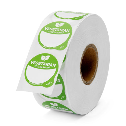 Bulk Case of 100 Rolls - Vegetarian Food Labels 1000 pcs | 1