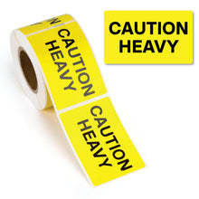 Load image into Gallery viewer, Bulk Case of 100 Rolls - 300pcs Caution Heavy Stickers, 2" x 3" Shipping Label Safety Stickers