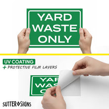 Load image into Gallery viewer, Bulk Case of 200 Sets - 4pk Yard Waste Stickers 10" x 7" | Weatherproof Vinyl Yard Waste Only Compost Stickers for Outdoor Trash Can