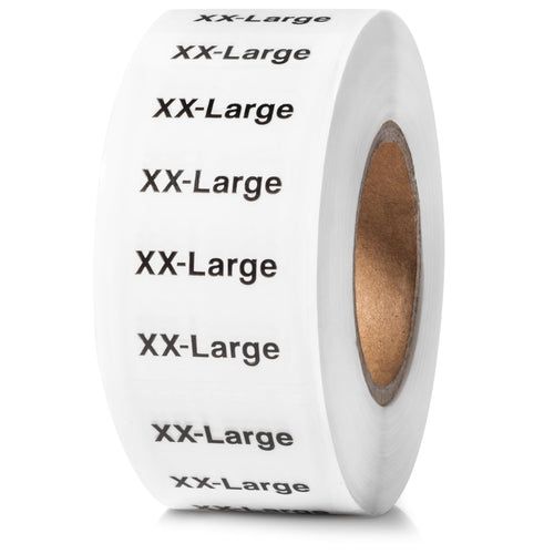 Bulk Case of 100 Rolls - Sutter Signs 250pcs XX-Large Clothing Size Strip Labels, 1.25