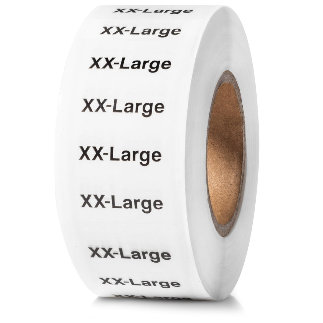 Bulk Case of 100 Rolls - Sutter Signs 250pcs XX-Large Clothing Size Strip Labels, 1.25