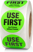 Load image into Gallery viewer, Bulk Case of 50 Sets - 1000 Labels Use First Stickers for Food Service, 1.5-inch Wide, by Sutter Signs