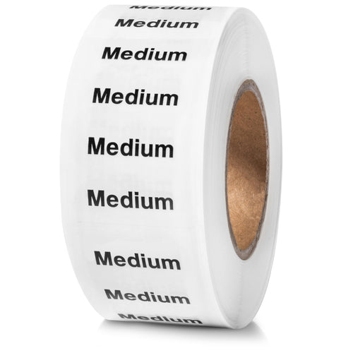 Bulk Case of 100 Rolls - 250pcs Medium Clothing Size Strip Labels, 1.25
