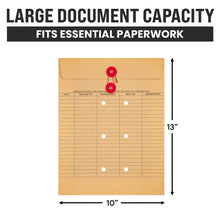 Load image into Gallery viewer, Bulk Case of 5 Sets - Interoffice Envelopes with String, 10" x 13" (Pack of 100), String Tie Interdepartmental Envelopes, Sturdy 100gsm Paper