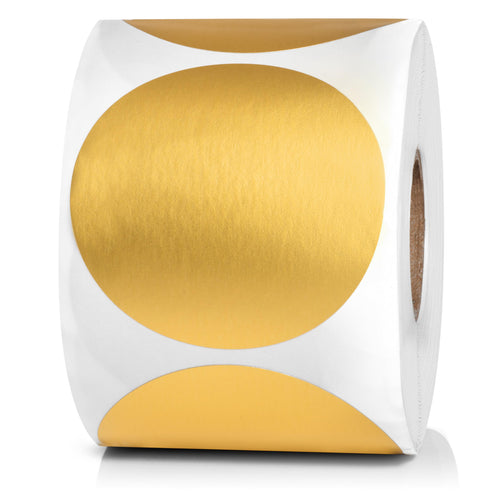 Bulk Case of 100 Rolls - 500pcs Gold Dot Stickers 2 inch Diameter Roll