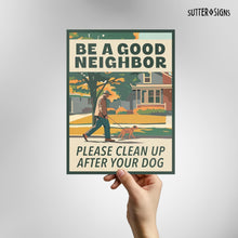 Load image into Gallery viewer, Bulk Case of 50 Sets - 2pk Clean Up After Your Dog Signs | No Dog Poop Signs for Yard Lawn | Corrugated Plastic with H-Frame Metal Stakes, 9" x 12"