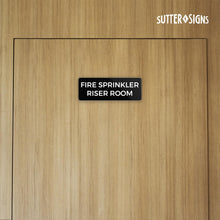 Load image into Gallery viewer, Bulk Case of 250 Signs - Fire Sprinkler Riser Room Sign, Durable ABS Plastic with Full Adhesive Backing, Sign for Door or Wall, 2x6"