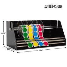 Load image into Gallery viewer, Bulk Case of 6 Sets - Roll Label Dispenser for Sticker Labels | Thick Durable Acrylic Sticker Roll Holder with Anti-Slip Feet and Spacer Springs
