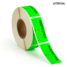 Load image into Gallery viewer, Bulk Case of 100 Rolls - 600pcs Inspected Stickers for Quality Control, Inventory, Color Coding, 1&quot; x 2.25&quot; Labels