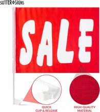 Load image into Gallery viewer, Bulk Case of 16 Sets - Sutter Signs Car Window Sale Flags for Dealerships, 12x16 Inch Red Sale Clip On Window Flags (Pack of 12)