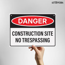 Load image into Gallery viewer, Bulk Case of 10 Sets - 4pcs Danger Construction Site Sign 14x10 Inch, Aluminum Sign with Mounting Holes for Construction Site, Hazard Areas, No Trespassing (Pack of 4)