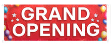 Load image into Gallery viewer, Bulk Case of 100 Signs - Grand Opening Banner, 3&#39; x 8&#39; Now Open Sign for Business, Shop, Polyester Banner with Grommets, Rope Included for Easy Installation