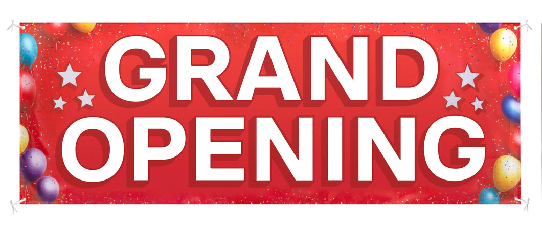 Bulk Case of 100 Signs - Grand Opening Banner, 3' x 8' Now Open Sign for Business, Shop, Polyester Banner with Grommets, Rope Included for Easy Installation
