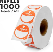 Load image into Gallery viewer, Bulk Case of 100 Sets - Chicken Food Labels 1000 pcs | 1" Dot Blank Sticker Labels to Write On for Party Buffet, Delis, Sandwich Shops, Food Containers