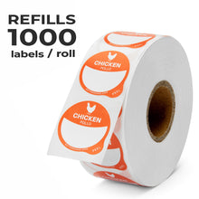 Load image into Gallery viewer, Bulk Case of 100 Sets - Chicken Food Labels 1000 pcs | 1" Dot Blank Sticker Labels to Write On for Party Buffet, Delis, Sandwich Shops, Food Containers